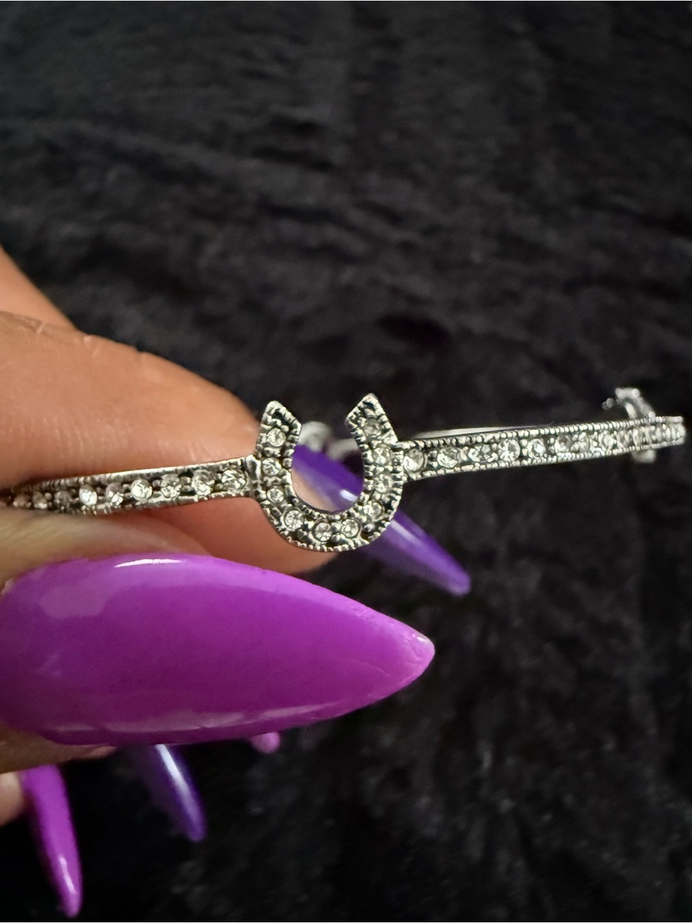 Y2K Juicy Couture Crystal Silver Pave Icon Bangle Bracelet Sz 7.5 - Picture 5 of 6